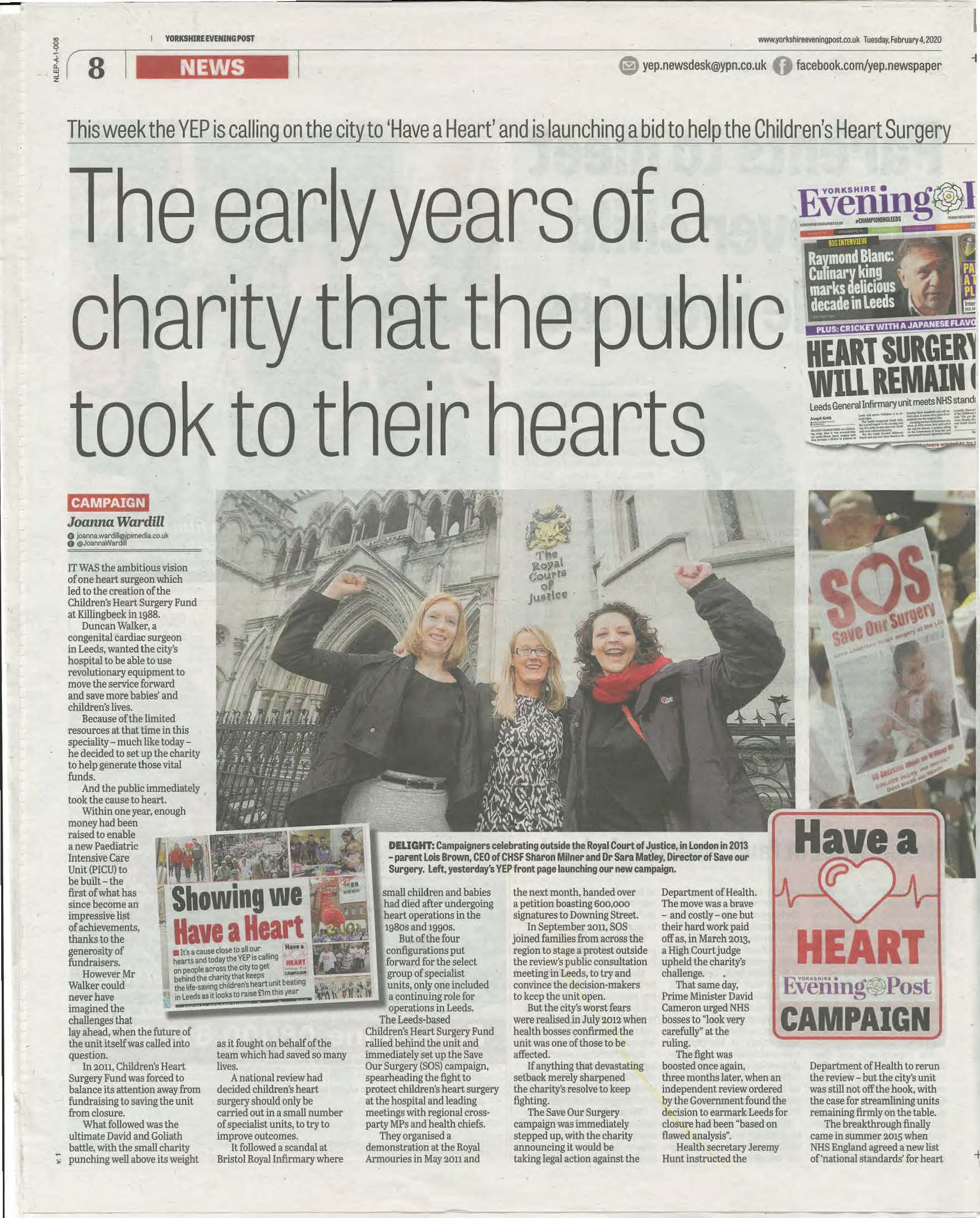 Yorkshire Evening Post say "Have a Heart" for CHSF CHSF